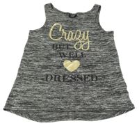 Čierno-biely melírovaný úpletový top s nápisom Page one young