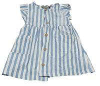 Modro-biele pruhované šaty s volány Primark