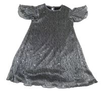 Stříbrno-čierne trblietavé šaty Nutmeg