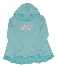 Modré triko s volánem a logem a kapucí Nike