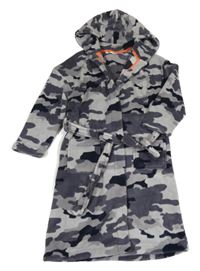 Šedo-černý chlupatý army župan s kapucí M&S