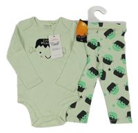 Nové - 2 Set - Zelené body s Frankensteinem + legíny s Frankensteiny Tu