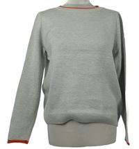 Dámsky sivý sveter s oranžovymi prúžkami Street One