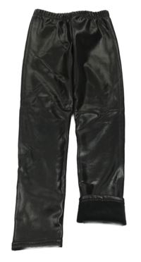 Čierne koženkové zateplené legíny