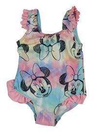 Barevné duhové jednodílné plavky s Minnie Disney