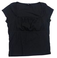 Čierne rebrované crop tričko New Look