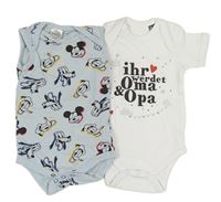 2x body - bílé s nápisem + světlemodré s Mickeym a kamarády 