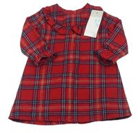 Nové - Červeno-tmavomodré kostkované třpytivé šaty s límečkem Primark