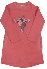 Růžové teplákové šaty s žirafou Alive