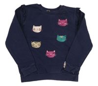 Tmavomodrá mikina s mačkami