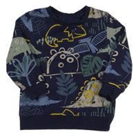 Tmavomodrá mikina s dinosaurami a listami George