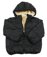 Čierna šušťáková zateplená bunda s odopínacíá kapucňou