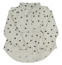 Bielo-čierna blúzka so srdiečkami a volánikmi