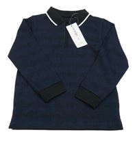 Nové - Tmavomodro-černé kostkované mikinotriko George