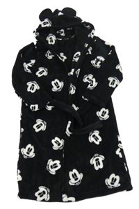 Čierny chlpatý župan s Mickeym a kapucňou