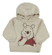 Béžová melírovaná mikina s medvídkem Pú a kapucňou Primark