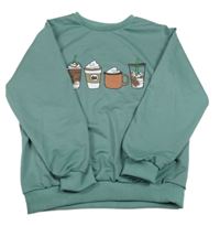 Zelená mikina s nápoji Shein