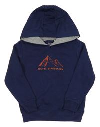 Tmavomodrá mikina s horami a kapucňou Lupilu