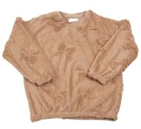 Broskvová chlupatá domácí mikina s motýly Next