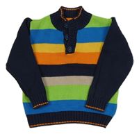 Tmavomodro-farebný pruhovaný sveter Liegelind