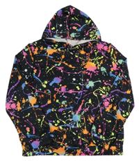 Čierno-farebná skvrnitá mikina s kapucňou Shein