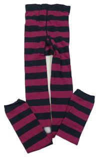 Tmavomodro-fuchsiové pruhované punčochové kamaše Tchibo