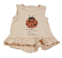 Světlerůžové tričko s beruškou a madeirou Topomini