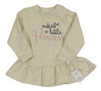 Nové - svetlobéžové melírované teplákové šaty s nápisom Nutmeg