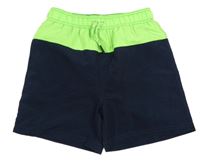 Neónově zeleno-tmavomodré plážové kraťasy Yigga