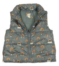 Šedá šusťáková zateplená vesta s duhami Sfera