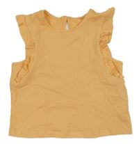 Meruňkový žebrovaný crop top s volánky George