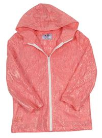 Ružová čipková pogumovaná bunda s kapucňou Y.d.