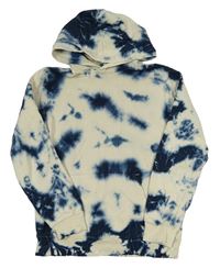 Béžovo-tmavomodrá batikovaná mikina s kapucňou H&M