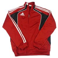 Červeno-černá propínací sportovní mikina s logem Adidas 
