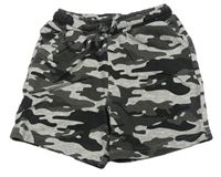 Čierno-sivé army teplákové kraťasy Matalan