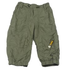 Khaki šusťákové podšité cuff kalhoy H&M