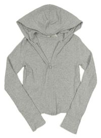 Sivá rebrovaná prepínaci crop mikina s kapucňou H&M
