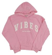 Svetloružová crop mikina s nápisom a kapucňou Matalan