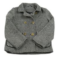 Čierno-biely vzorovaný vlnený jarný kabát St. Bernard