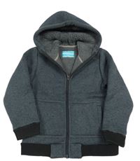 Šedo-černá melírovaná pletená propínací zateplená mikina s kapucí Mountain Warehouse