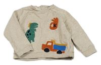 Béžová mikina s dinosaurem 