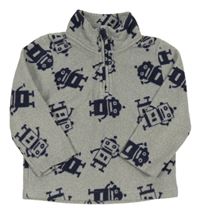 Šedá fleecová mikina s roboty George