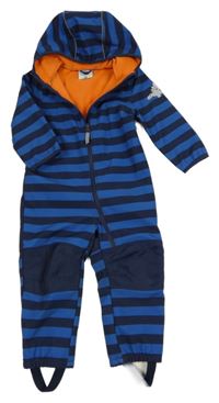 Tmavomodro-modrá pruhovaná softshellová kombinéza s kapucí Topilino