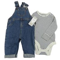 Nové - Modré laclové rilfe + pruhované body M&S