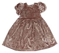 Ružové zamatové lesklé šaty Little kids
