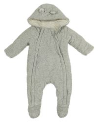 Šedá sametová zateplená kombinéza s kapucí George 