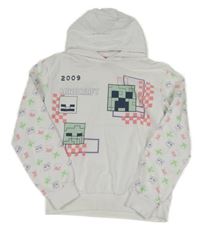 Bílá mikina Minecraft s kapucí 