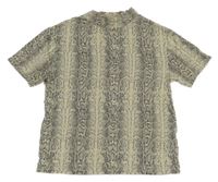 Šedo-béžové vzorované tričko Zara 