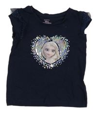 Tmavomodré tričko s Elsou a flitry C&A