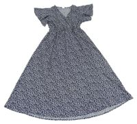 Tmavomodré ľahké kvetované šaty Shein